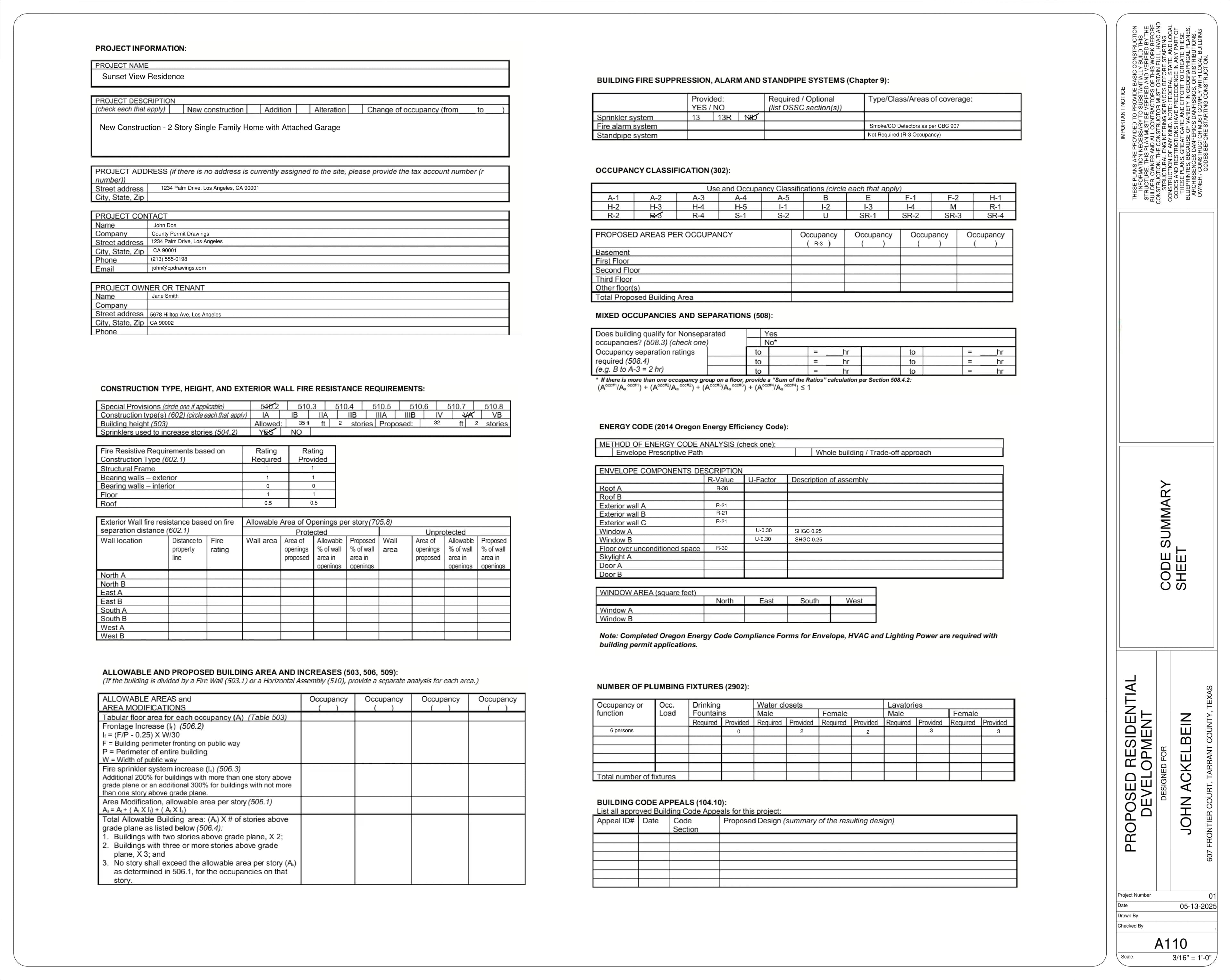 Code Summary Sheet